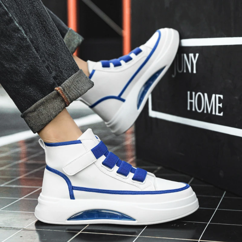 Luxury High Top Men Shoes Fashion Air Cushion Men Sneakers Platform Leather Casual Shoes Brand designer Men Ankle Boots 2024 New