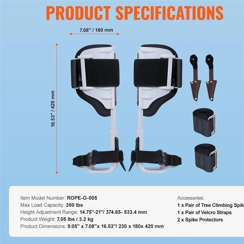 Upright Tree Climbing Tool Foot Tie Big Turn Wasp Foot Buckle Iron Shoe for Arborist Forestry Logging Work