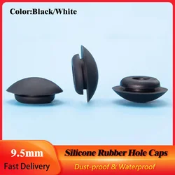 1/2/5/10Pcs 9.5mm 실리콘 고무 구멍 캡 검정/흰색 곡선 스냅 온 블랭킹 엔드 보어 플러그 방진 방수 씰 스토퍼