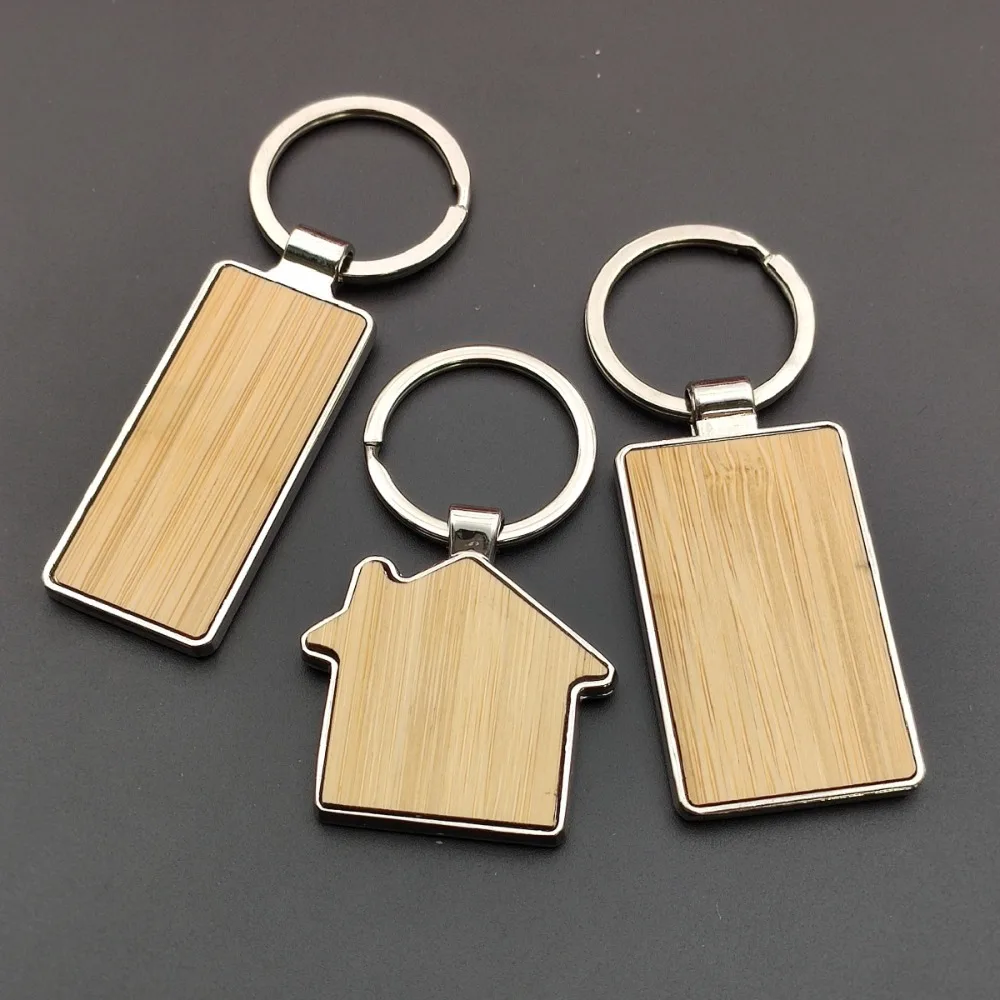 

Металлический брелок-бамбук из нержавеющей стали, прямоугольный, с гравировкой, для дома и автомобиля, с круглым деревянным декором, настраиваемый, аксессуар, подарок