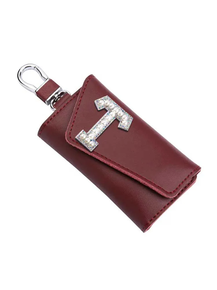 Customized Key Wallets - Large PU Portable & Stylish Personalized Customer Name Letter Decor Radiant Golden & Multi-Layered Coll