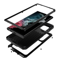 Heavy Duty Protection Armor Metal phone Case for Samsung Galaxy S23 S22 S21 S20 Ultra Note 20 10 Pro 9 8 S9 S10 Plus S10e Cover