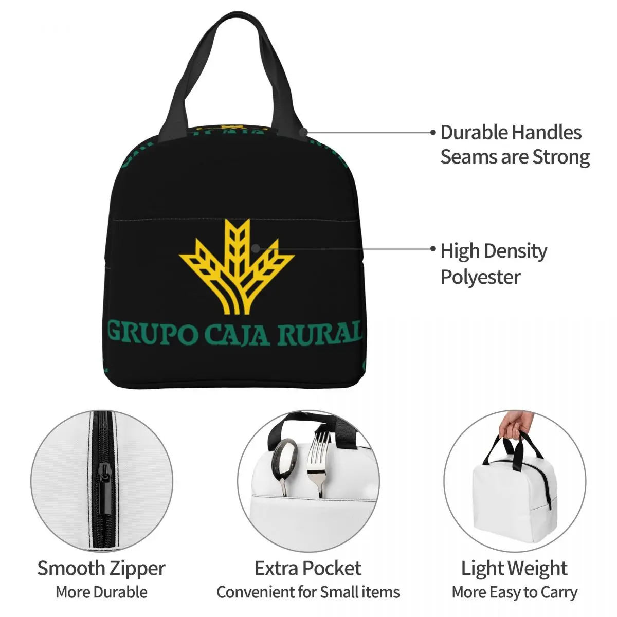 Brilliant Caja Rural Lunch Bag Unisex Portable Cooler Insulated Lunch Box Food Bento Box