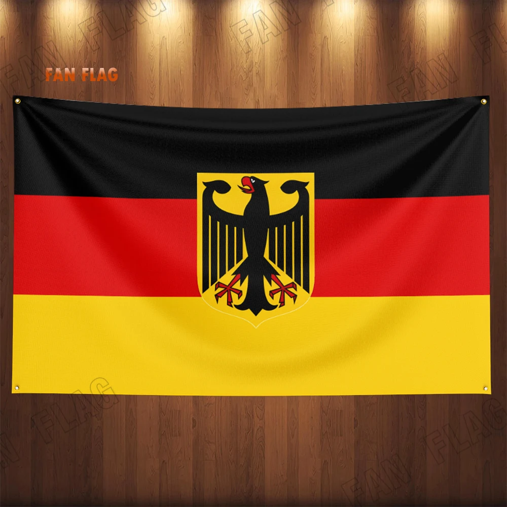 Germany National Emblem Flag 3x5Fts 90X150cm double penetration polyester hanging Germany National Emblem Flag banner