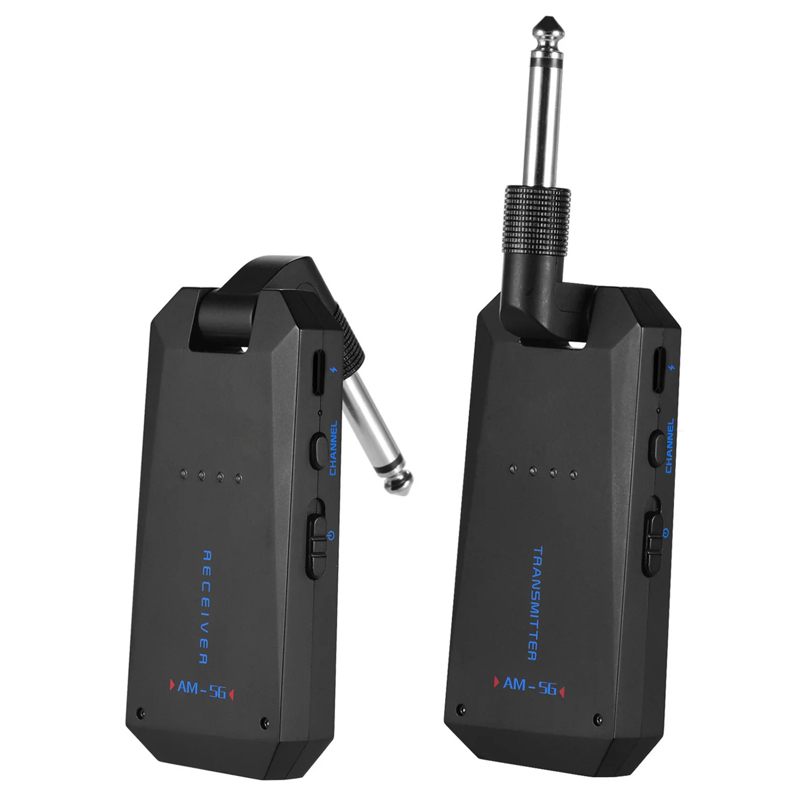

AM-5G Wireless 5.8G Guitar System Rechargeable Audio Transmitter and ISM Band 24bit/48KHz 5.6ms Latency 30m Range