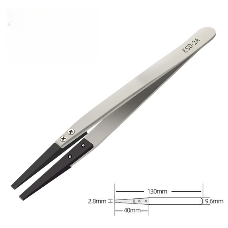 Stainless Steel Anti-Static Interchangeable Ceramic Tweezers - Corrosion-Resistant with Carbon Fiber Tips for Easy Carry