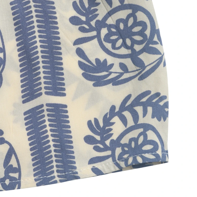 여성용 보헤미안 블루 화이트 기하학 프린트 드레스 브이넥 반소매 허리 벨트 여름 휴가 해변 파티를 위한 흐르는 미디 드레스