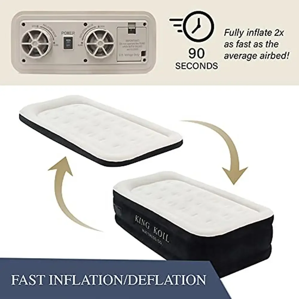 Plush Pillow Top Twin Air Mattress High-Speed Pump Camping Home & Guests Luxury Inflatable Slip Resistant Adjustable Built-In