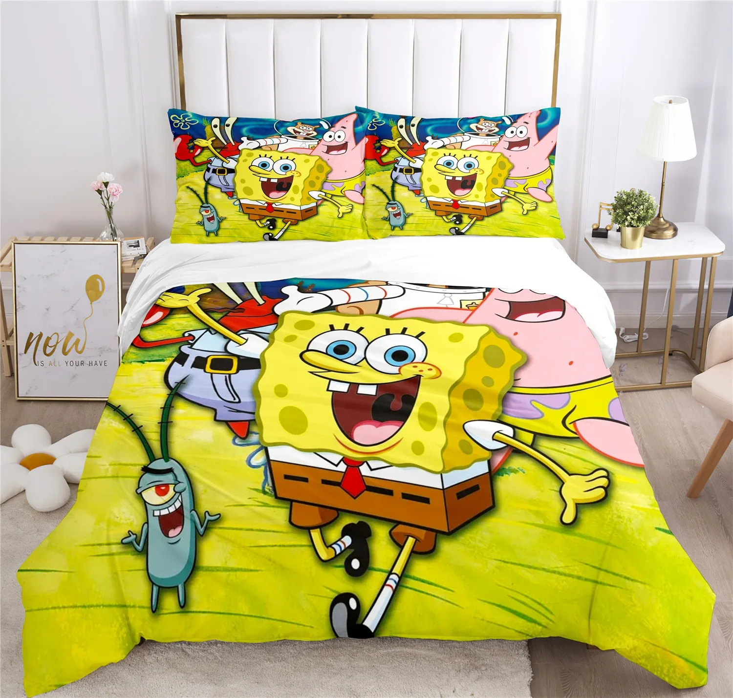 Cartoon Anime SpongeBob Bettwäsche-Sets 3d Gedruckt Bettbezug-set Quilt Bettbezug Kissenbezug Bett Set Volle Königin König Größe