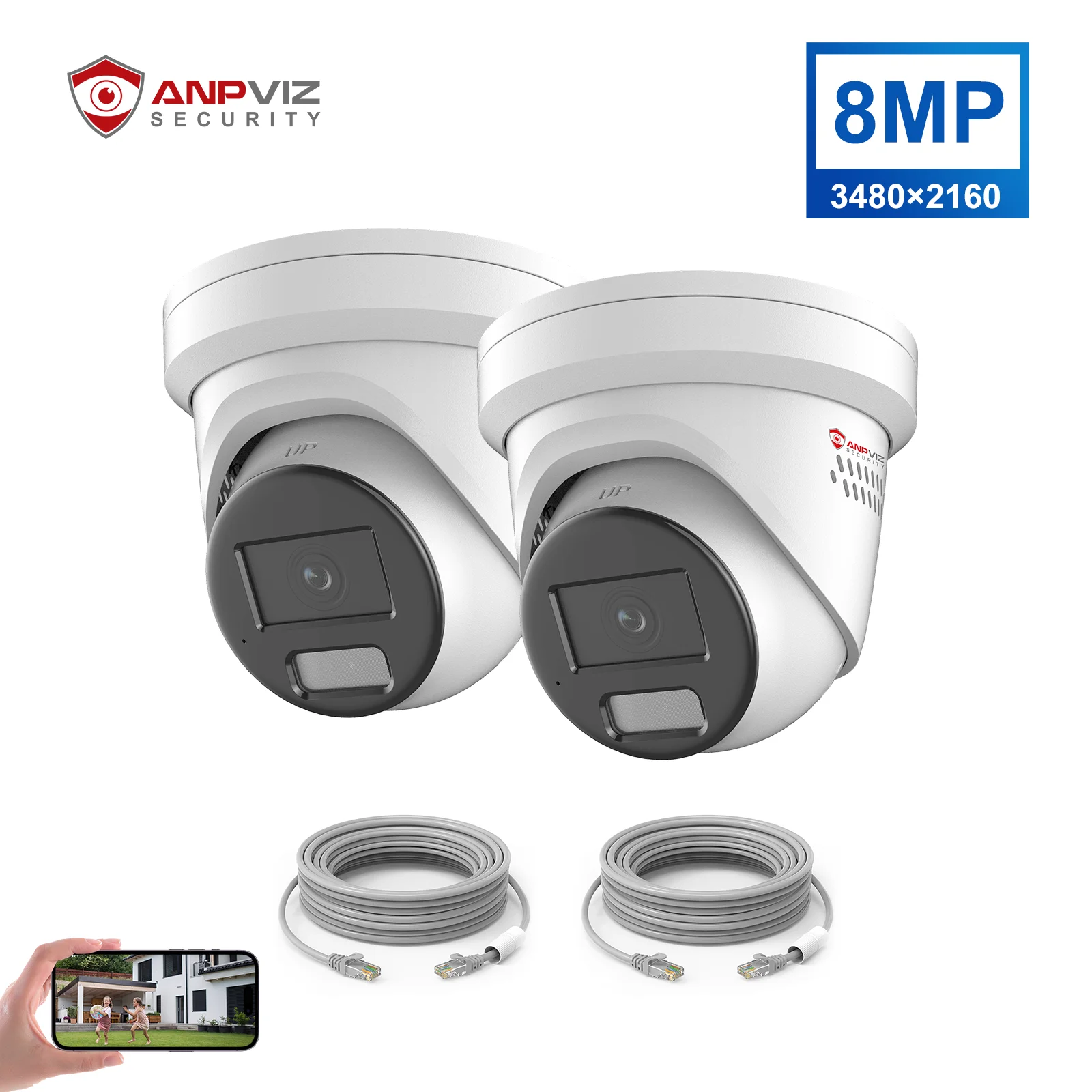 

Только в США Anpviz DS-2CD2387G2H-LISU/SL 4K IP PoE 2 шт. Камера + кабель Стробоскоп Аудио сигнализация Металл Открытый Обнаружение человека/транспортных средств