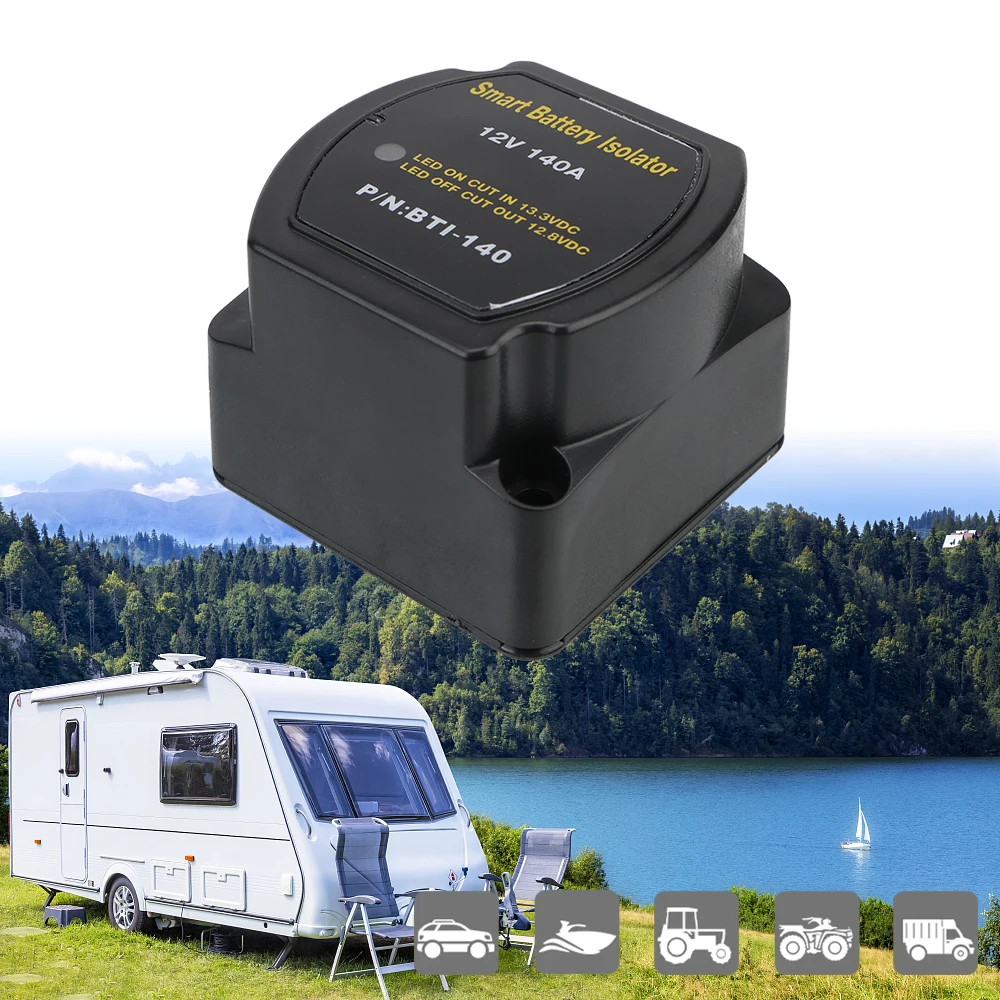 12V RV Battery Isolator Intelligent 140A Relay VSR ​Voltage Sensitive Splitter Charger Connector Car Battery Switch Automatic