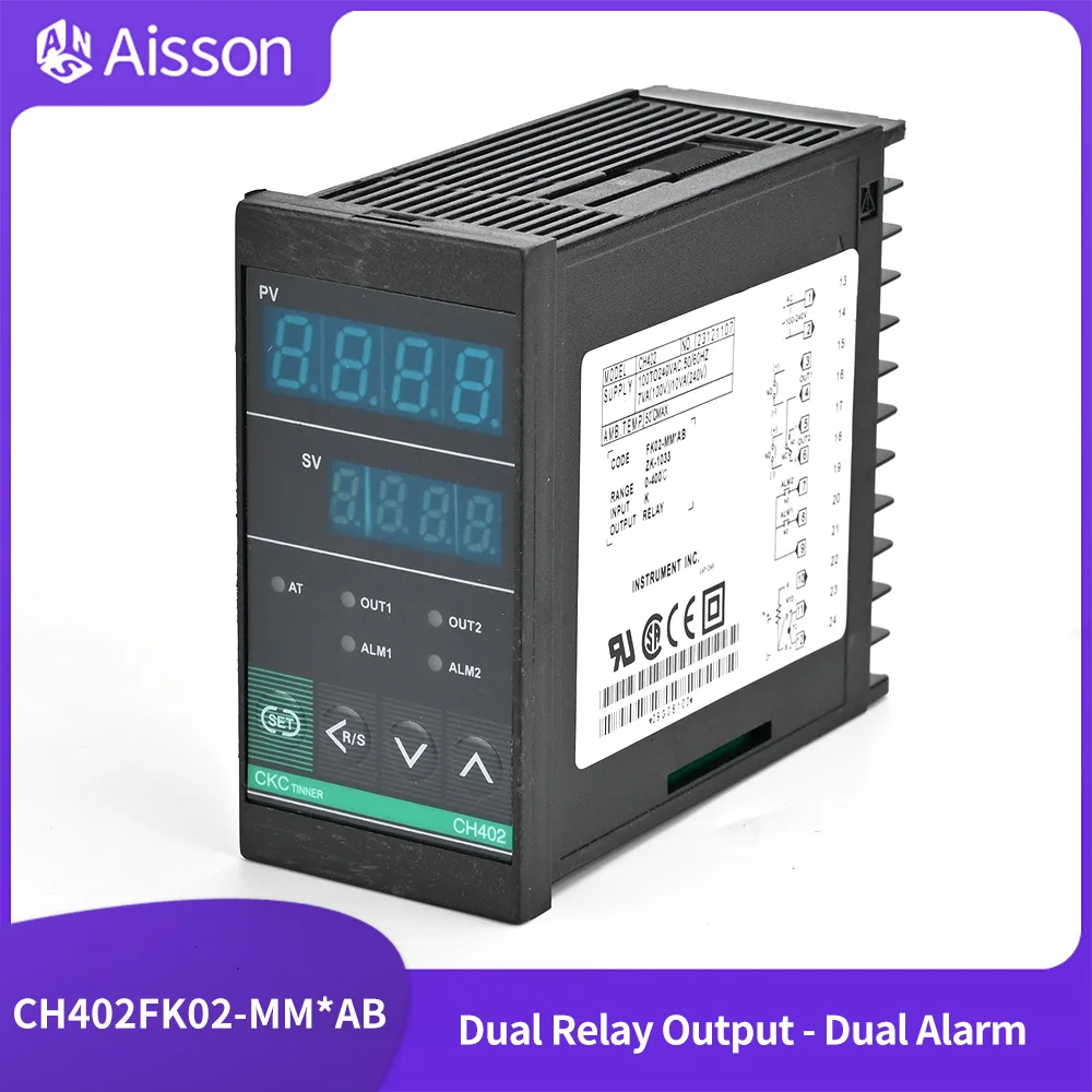 CH402FK02-MM*AB Dual Relay Output Dual Alarm PID Temperature Controller Digital Display Thermostat AC110V-240V 400℃