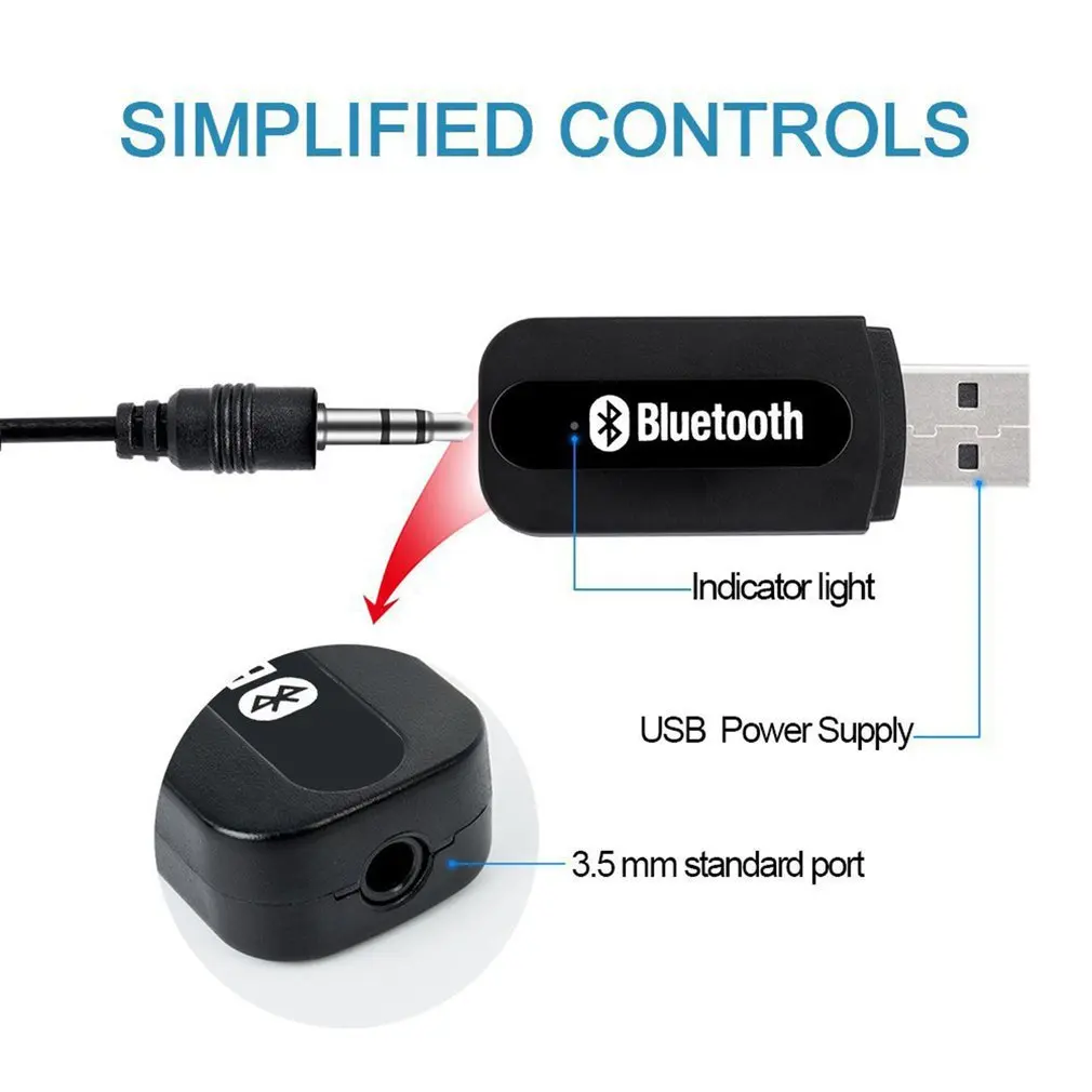 USB بلوتوث-متوافق لاسلكي لسيارة الموسيقى استقبال الصوت محول Aux 3.5 مللي متر ل سماعة استقبال