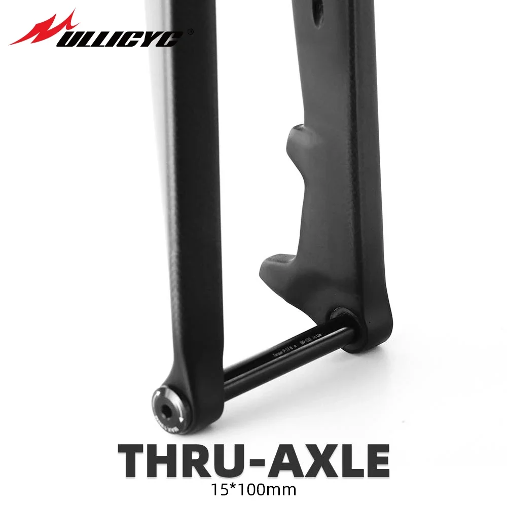 ULLICYC 3K Full Carbon Fiber T800 New Mountain Bicycle Front Fork Tube Thru Axle15*100mm 26/27.5/29 MTB Bike Accessories