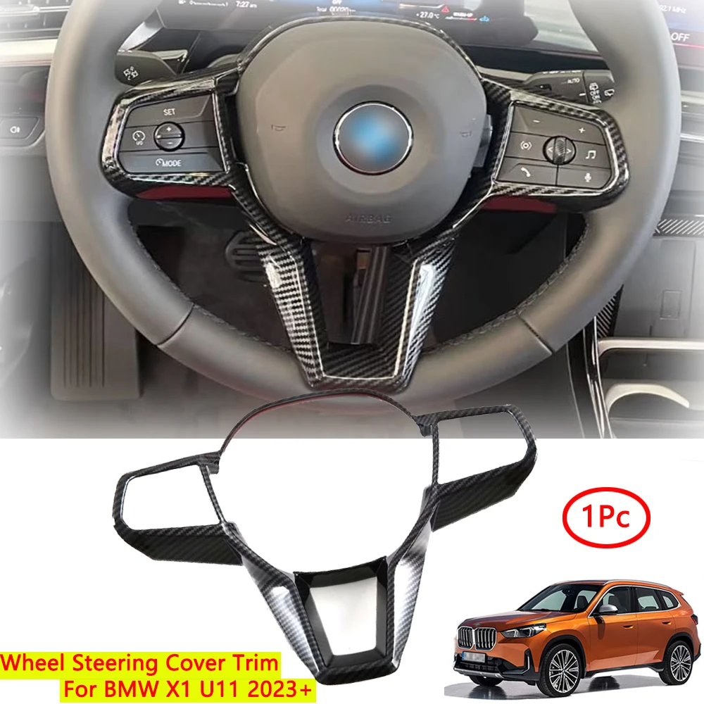 For BMW X1 U11 2023+ Carbon Fiber Look Wheel Steering Cover Trim Auto Accessoreis