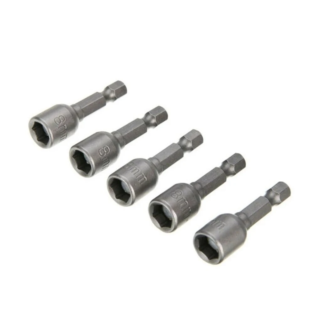 5pcs Socket Adapter Hex Drill Bit Magnetic Nut Driver Set 8mm 5/16\