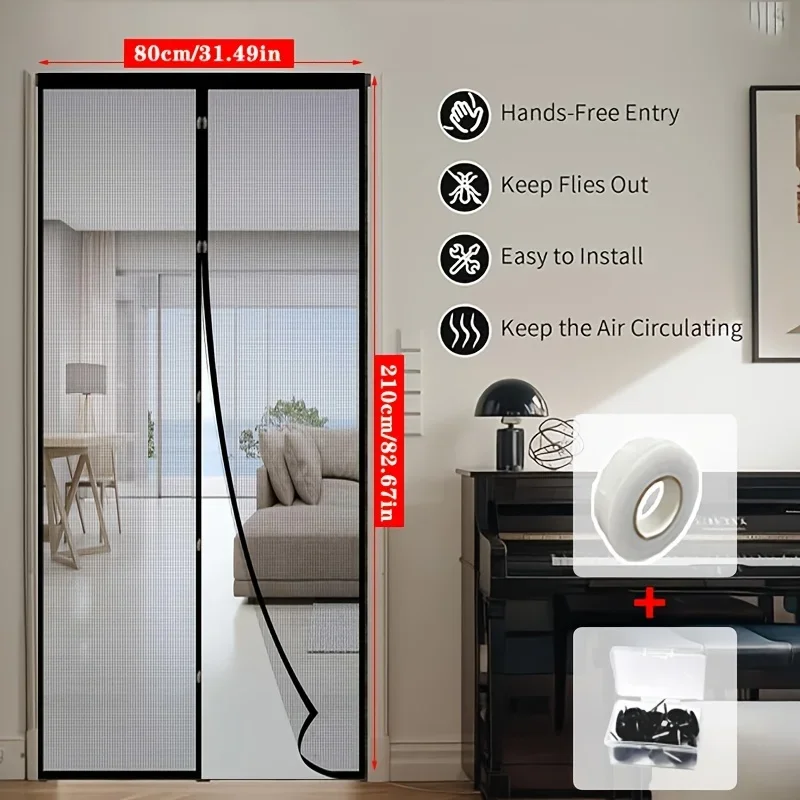 Summer Door Curtain 1PC - Mosquito Proof Soft Mesh Living Room Bedroom Kitchen Home Decor Beaded curtain