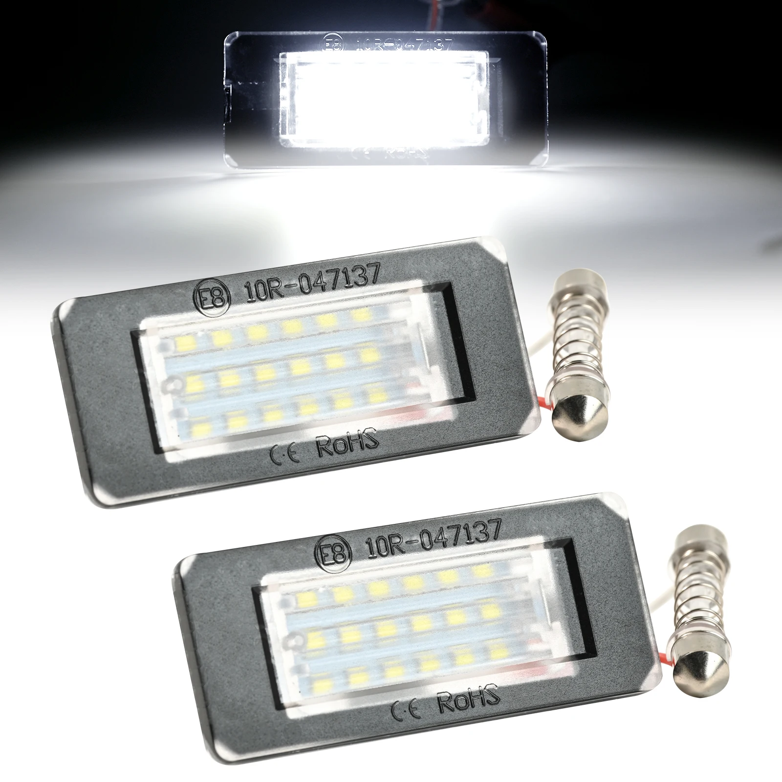 2Pcs LED Lights License Plate Light For Mini Cooper R56 R57 R58 R59 Built-In CAN-bus Resistor Error Free Waterproof 6000K White