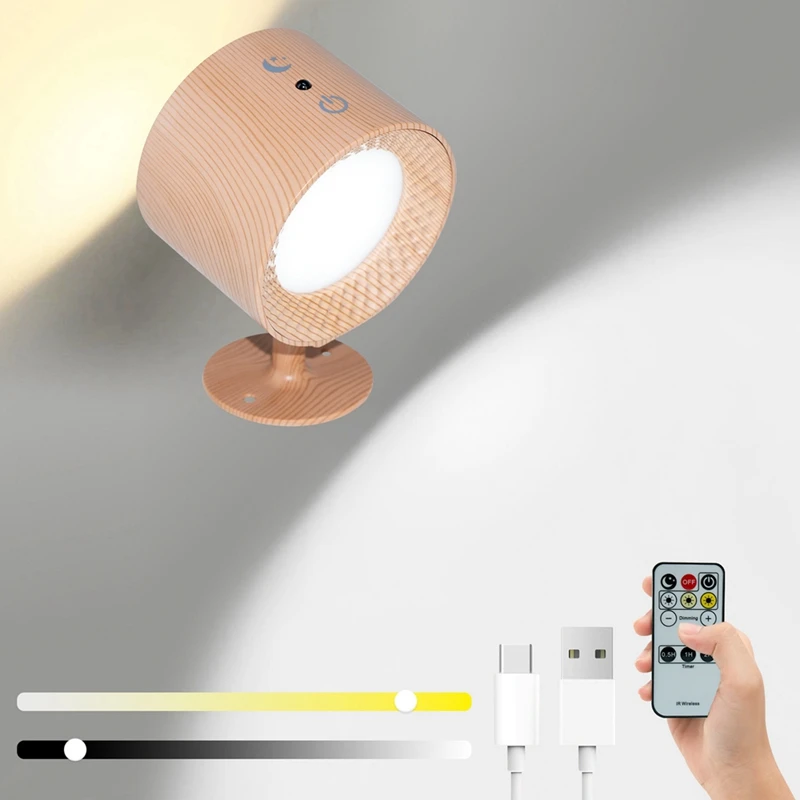 Luci LED ricaricabili TKOH-USB con telecomando 3 temperature di colore Luminosità dimmerabile 360 °   Installazione magnetica ruotabile