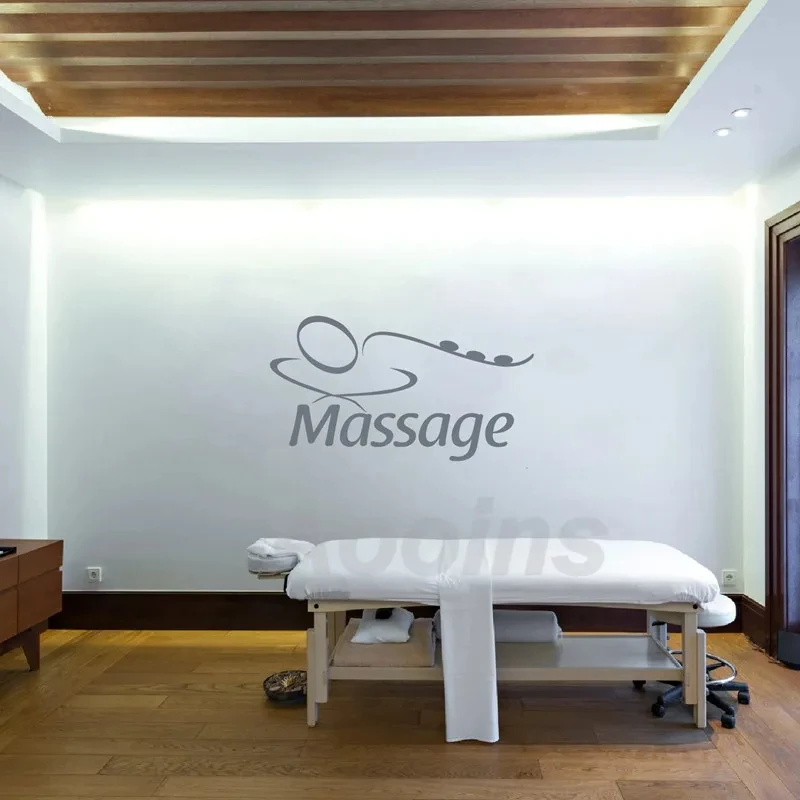 Body Massage Sign Wall Art Decal , Spa Logo Design Vinyl Wall Sticker Beauty Salon Mural Art Decals Glass Door Window Wall Decor