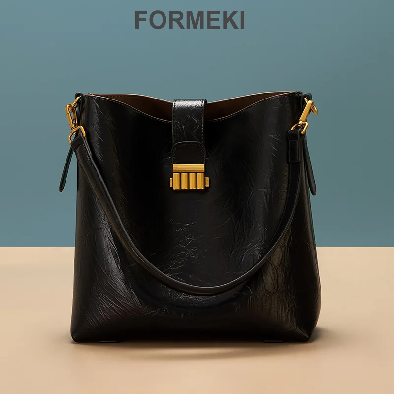 

Formeki New Women'S Bag Solid Large Bag Casual Ladies Female Bag Bucket High Quality Shoulder Bag Winter