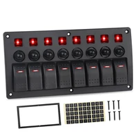 Panel de interruptor basculante para barco marino, 8 entradas, con disyuntores, Panel de interruptor LED de 12V y 24V para barco, RV, Camper, camión, accesorios