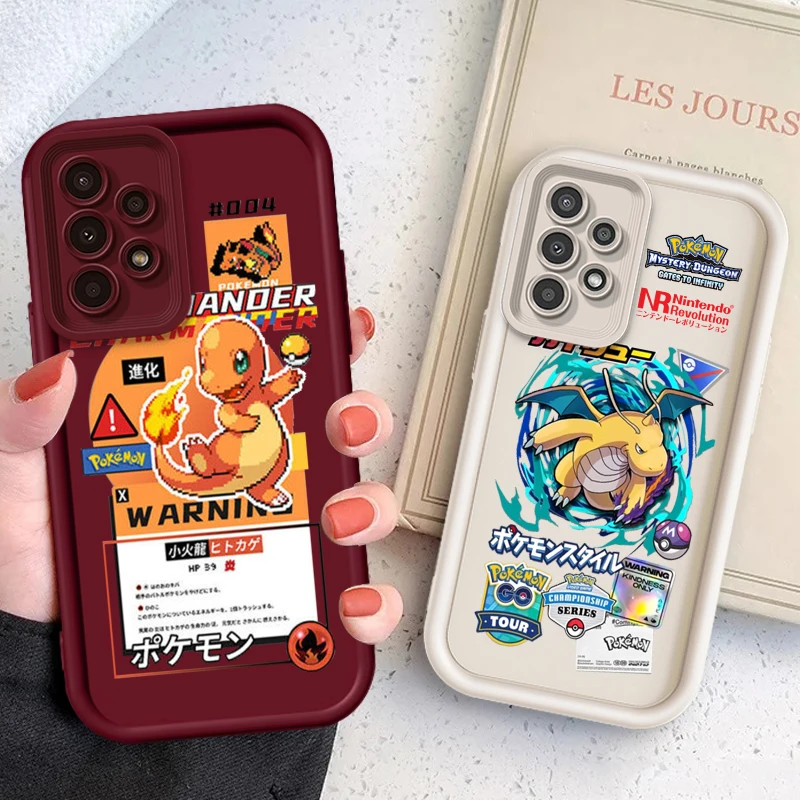 P-Pokemones Cute Cartoon For Samsung A73 A71 A54 A53 A52 A51 A33 A32 A21S A14 A13 A12 A03 A04 A05 5G Eye Ladder Soft Phone Case