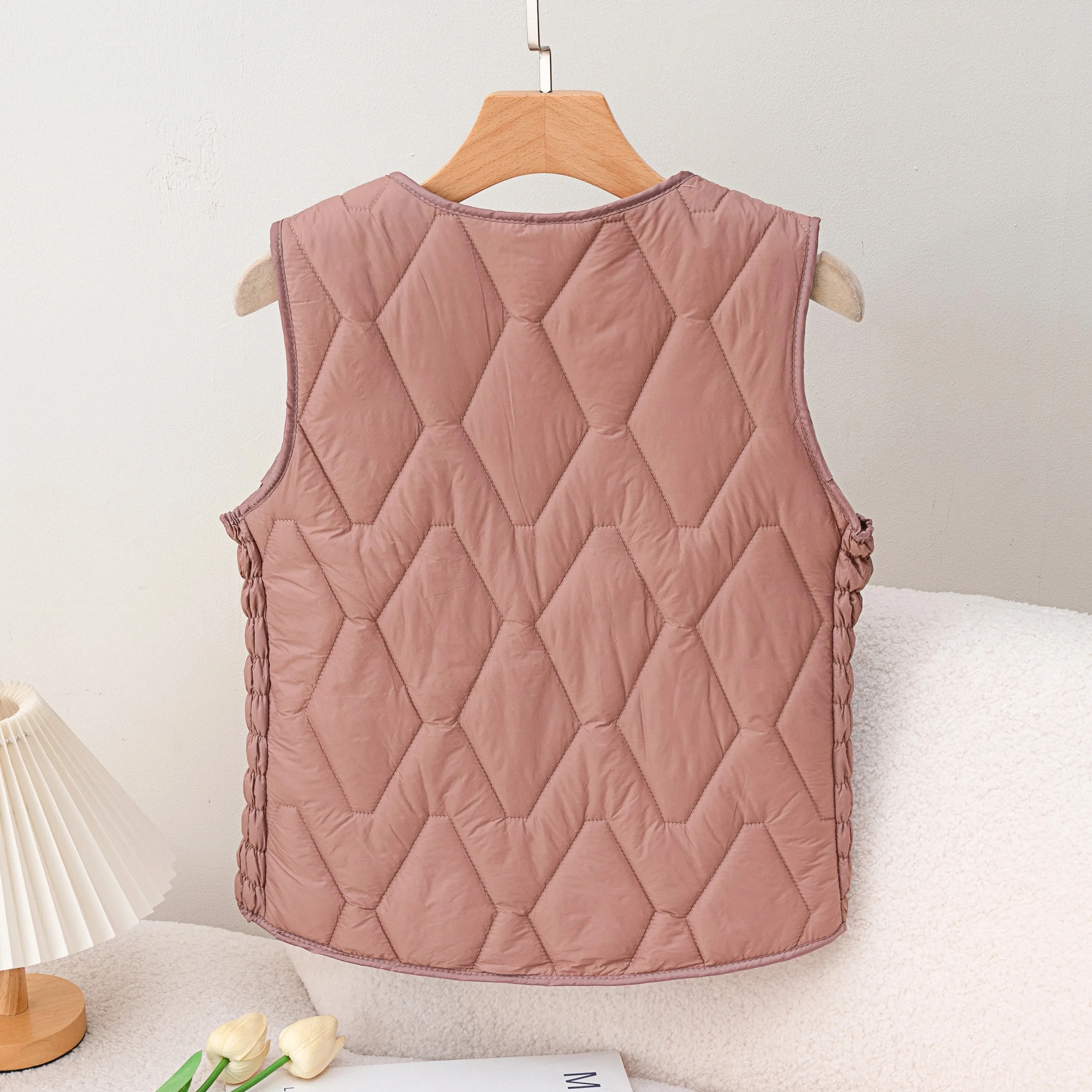 Feminino fino ajuste fce forrado colete bordado camadas ort sle bal cardigan desgaste interno fibra de poliéster v ne zíper