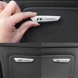 Silver Exclusive Badge For VW Sticker 2pcs Rline Exclusive Armrest Sticker Rline Interior Sticker For VW Golf Bora Passat Tiguan