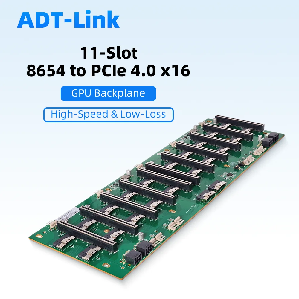 

Базовая плата 8654 M-C-I-O-M для PCIe 4.0 x16, переходник PCIe 5.0 x16, 8/10 слотов, 11-слотовая графическая базовая плата для GPU, eGPU, с расстоянием между слотами 40 мм, для серверной материнской платы