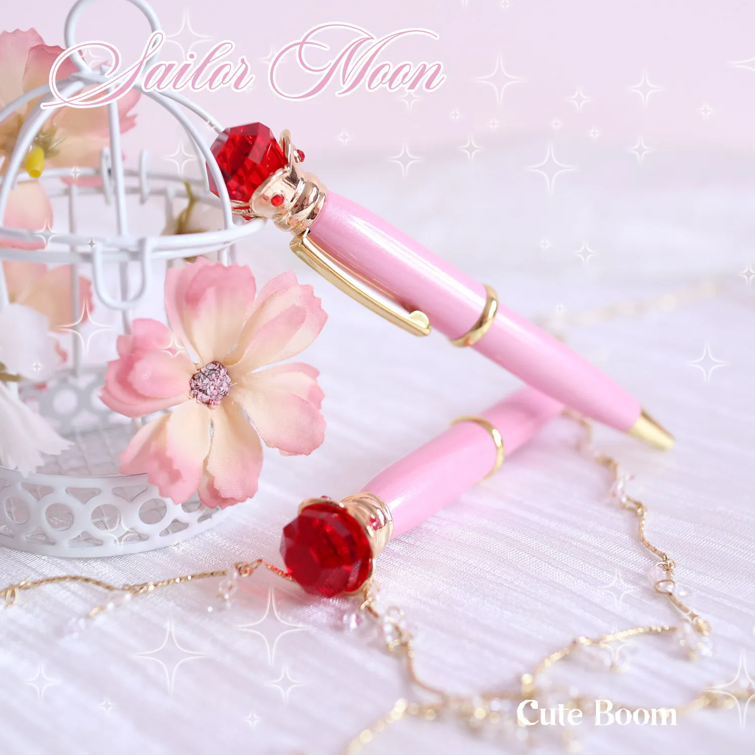 

Anime Sailor Ballpoint Pens Props Portable Students Stationery Supplies Cute Pink Transformer Pen Cosplay Birthday Xmas Gifts