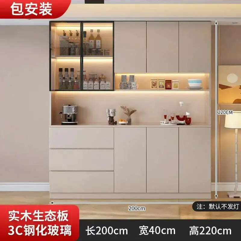 خزانة المطبخ، خزانة جانبية، خزانة طويلة مع أبواب زجاجية، درج، خزانة النبيذ، مخزن، مع أرفف، جزيرة المطبخ #6