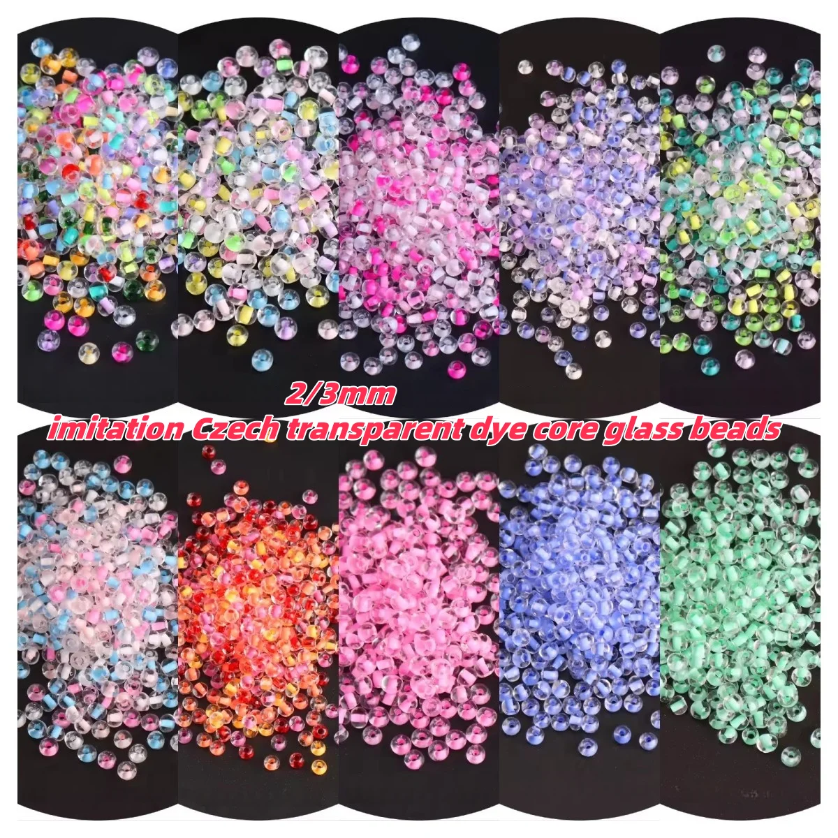 

2mm 3mm Transparent Inside Dyed Colours Czech Glass Beads Crystal Round Hole Seedbeads For DIY Jewelry Making Handmade DIY Craft