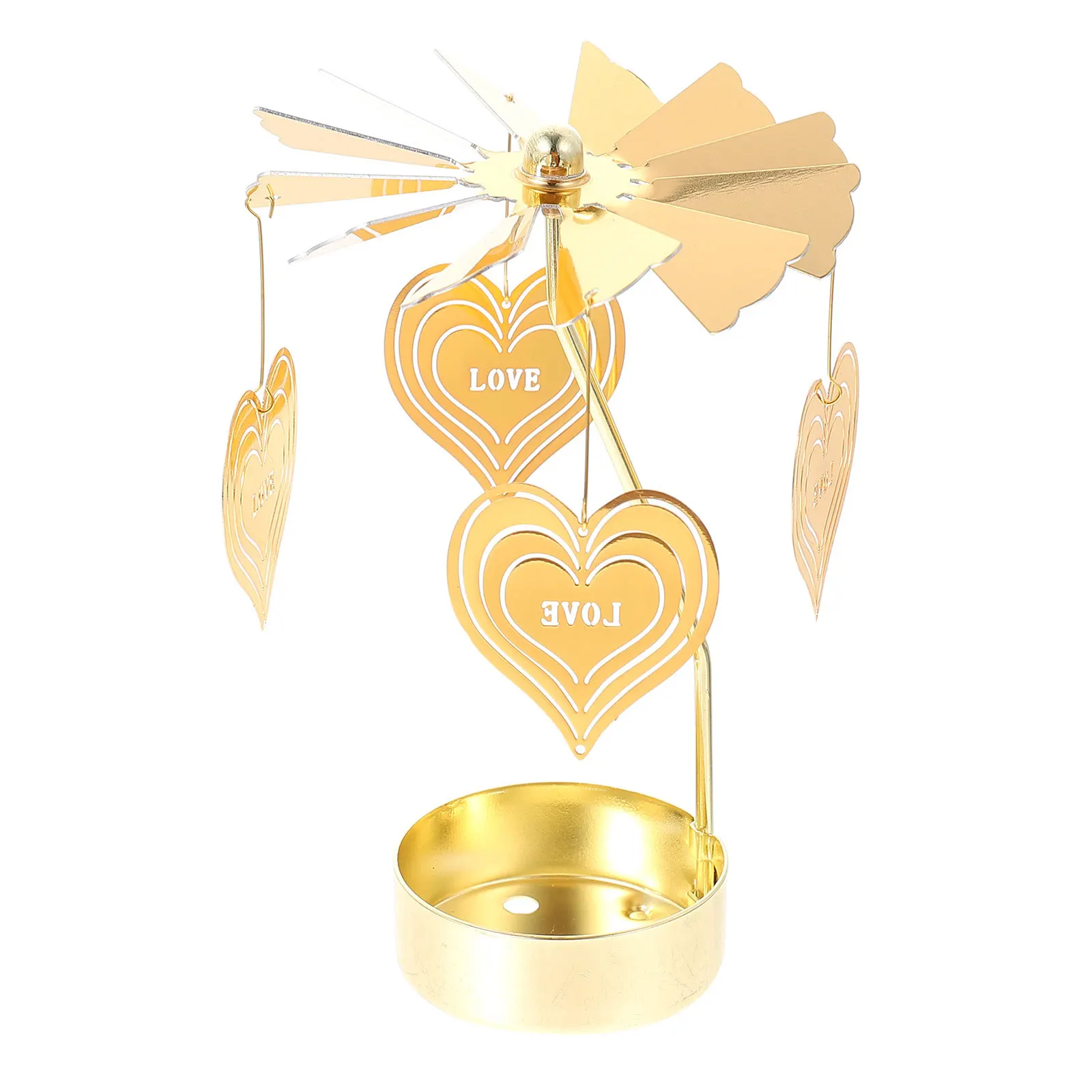 

Exquisite Rotating Candleholder Golden Decorative Christmas Day Party Adorn Iron Material Long Lasting Gift Golden Candleholder