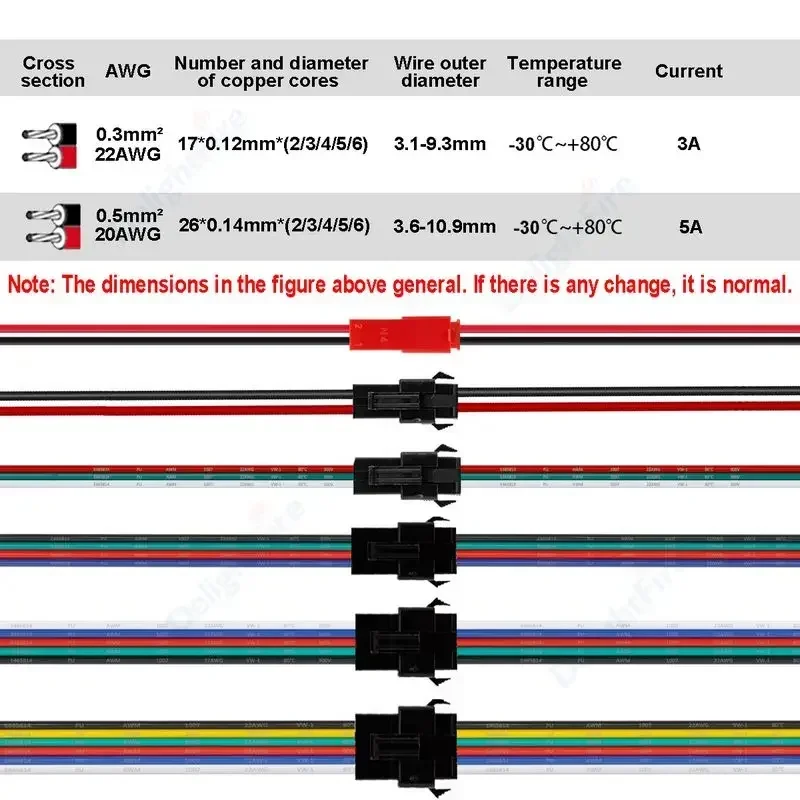 2/3/4/5/6 pin JST SM Male Female Cable Connector Wire Plug Jack Connectors For LED Strip Lamp RC Battery Vehicle DIY FPV Drone