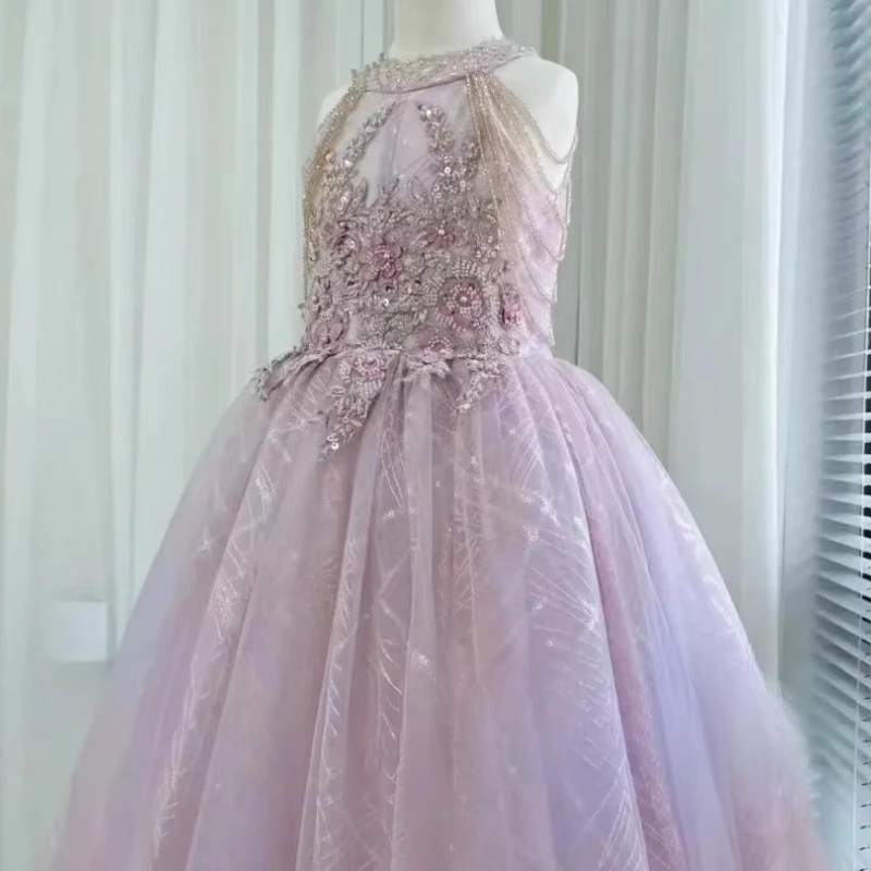 

Tulle Puffy Gown Dress Kids Girls Lace Party Dress Children Performance Dresses Pageant Formal Celebration Evening Wear Clothes