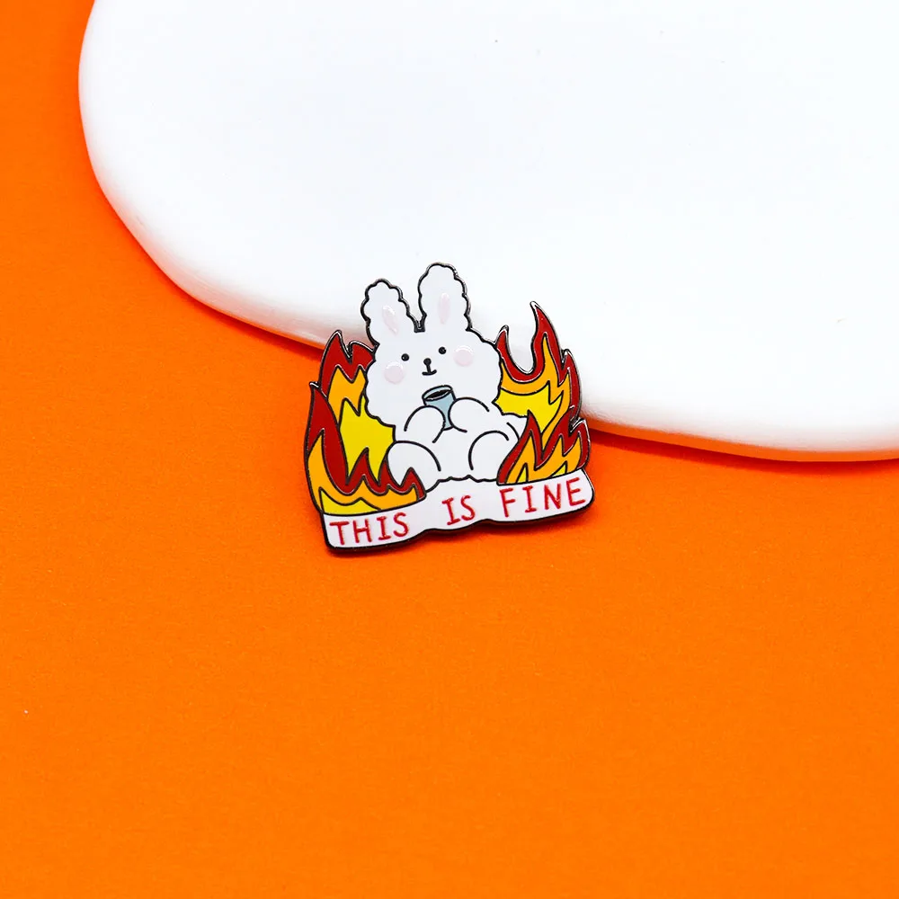 هذا هو شارة جيدة حرق الأرنب شرب المينا دبوس لطيف الحيوان لهب ملهمة بروش الجدة متعة على ظهره الزخرفية #4