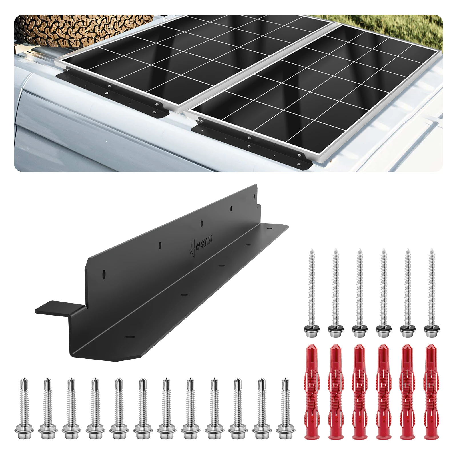 

CP-SETUNO 2 Piezas Soporte de Panel Solar en Forma Z, Panel Solar 50-450w, Adecuado para Autocaravanas, RV, Barcos y Montaje en