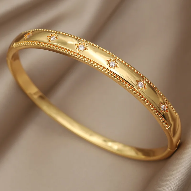 New Sight Classic Luxury Zirconia Star Charm Bracelets for Women Fashion Brand Jewelry Elegant  Bangle