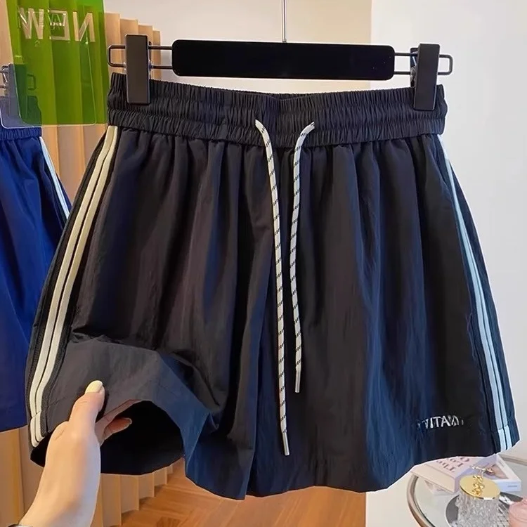 

Женские летние новые свободные повседневные брюки с широкими штанинами и высокой талией из корейского полиэфирного волокна Ice Silk Quick Dry Sports