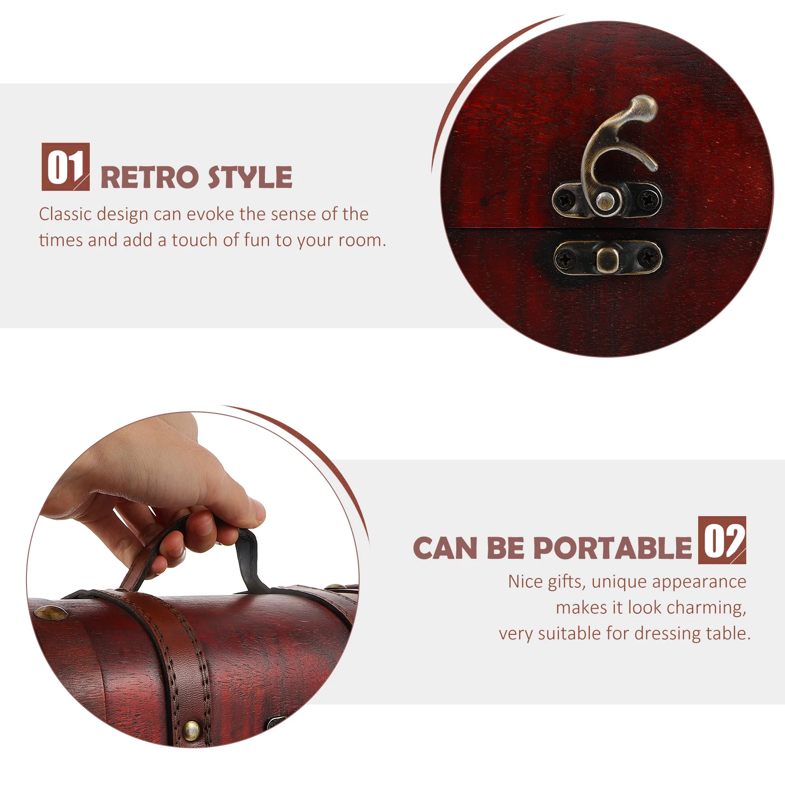 

1Pcs Vintage Storage Box Design Wooden Jewelry Container Retro Organizer for Small Accessories Documents Home Decor