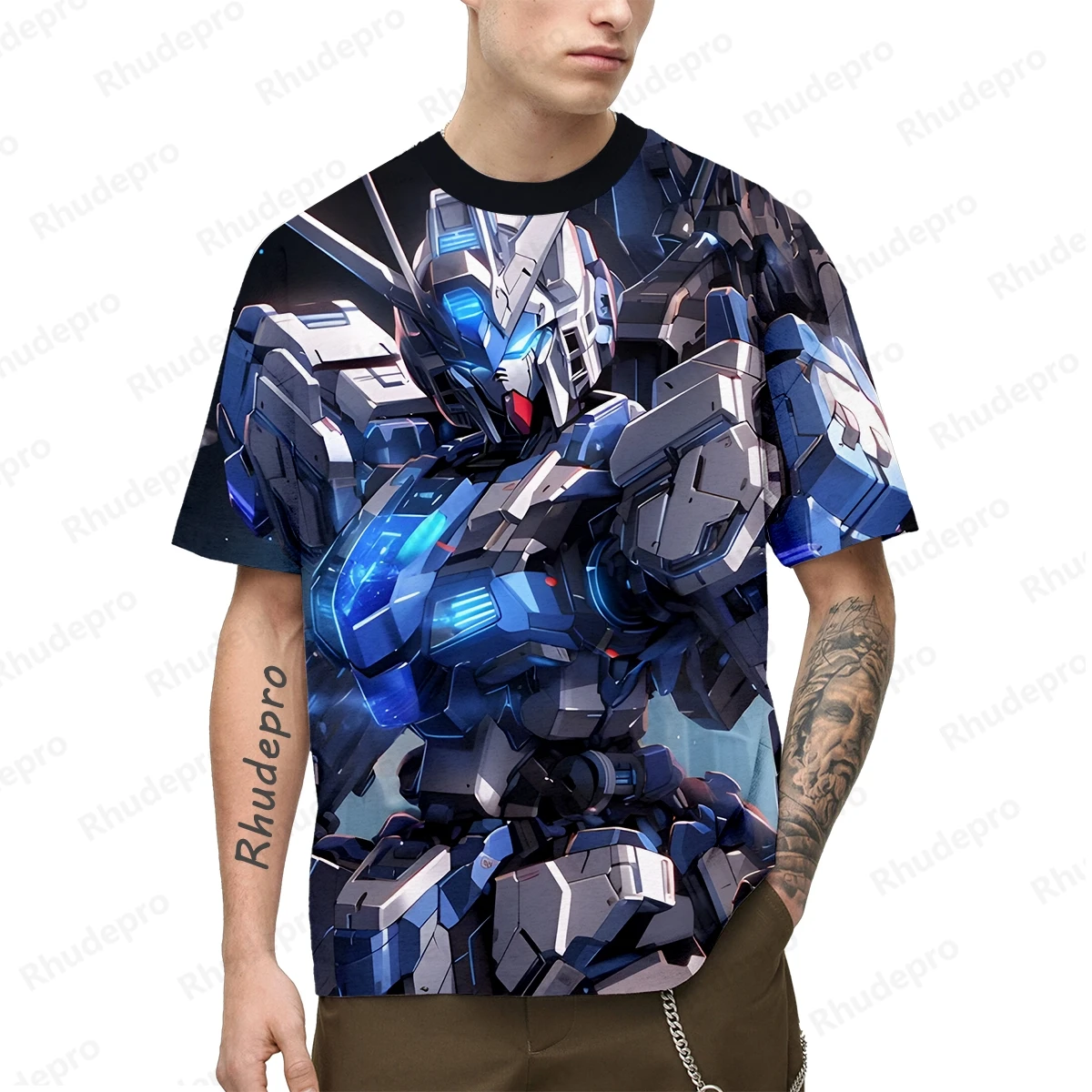 Gundam Model T Shirt For Men Printed T-shirt Anime Cosplay Children's Men's Trend Summer Oversized High Quality Y2k Fashion