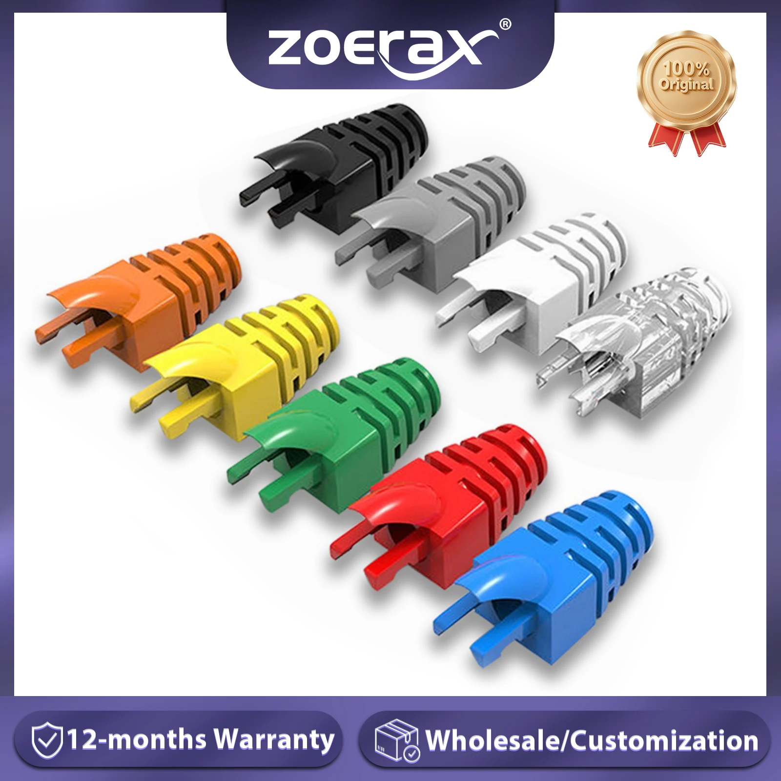 ZoeRax 100 szt. Cat5E CAT6 RJ45 kabel sieciowy Ethernet buty odciążające złącze kabla osłona wtyczki