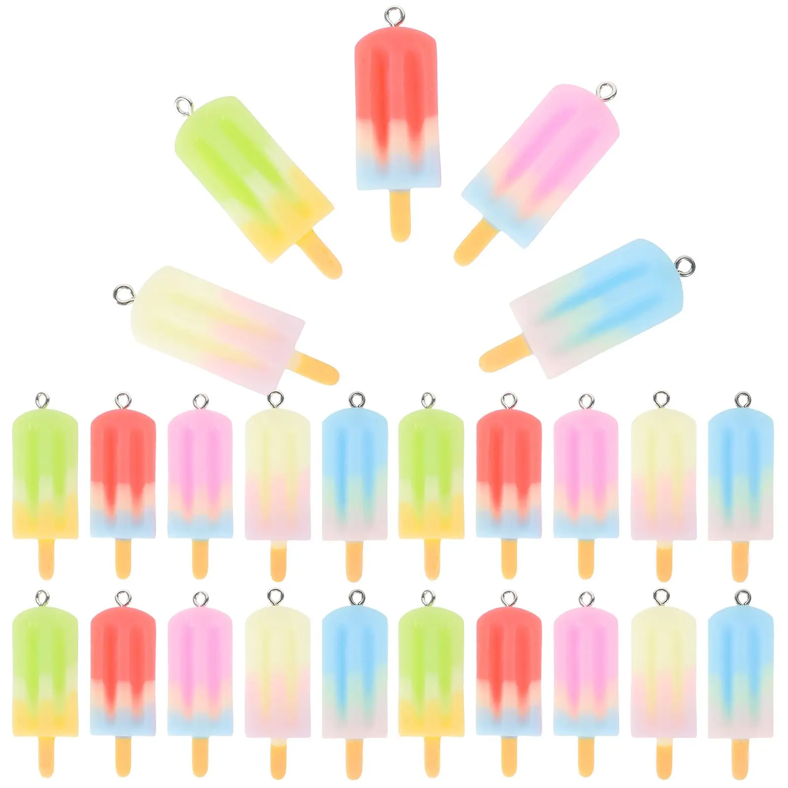 

25 Pcs Ice Cream Pendant Earrings Keychain Charms Resin No Fading Safe Durable Jewelry Making Bracelets Necklaces