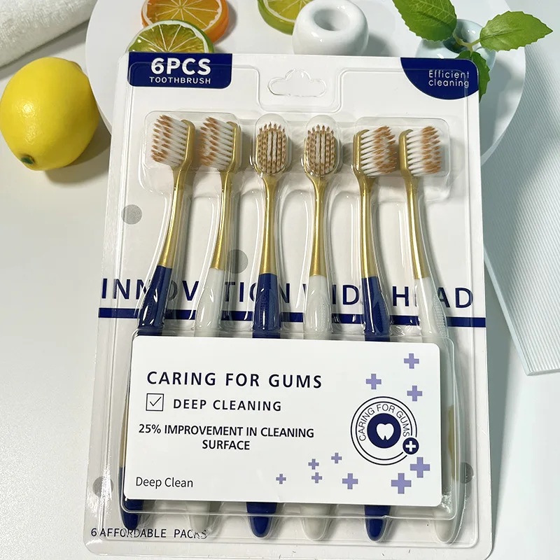 แปรงสีฟันผู้ใหญ่ผมนุ่มในครัวเรือนขนบ้าน - หัวกว้างผมละเอียดพิเศษป้องกันความไวการป้องกันเหงือก - เหมาะสําหรับการเดินทาง