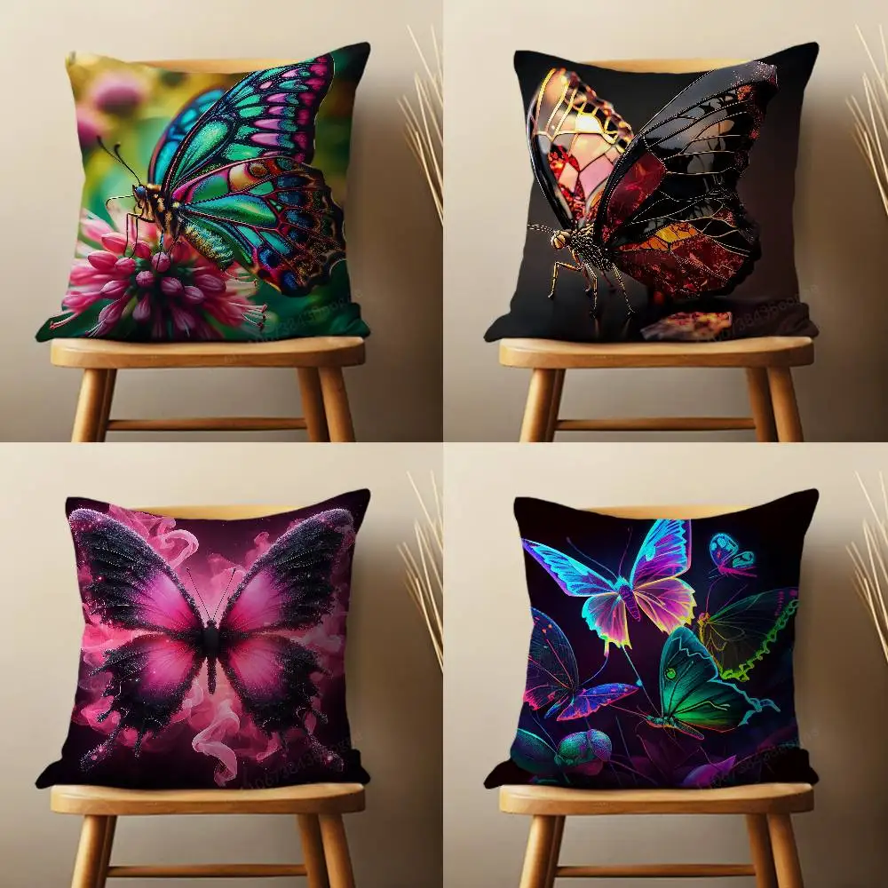 

Beautiful Art Butterfly Throw Pillow Case Living Room Sofa Cushion Cover For Home Bedroom Decoration And Protector