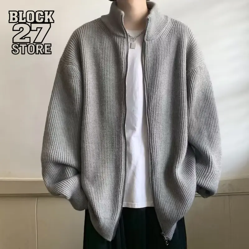 

Мужской кардиган, вязаный свитер, ленивый стиль, осень-зима, новый однотонный повседневный свободный крой, многослойный топ, уличная одежда, мода Харадзюку