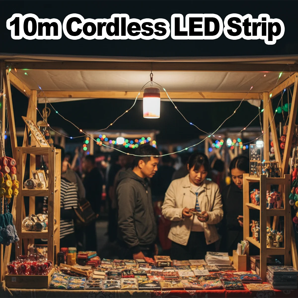 Rechargeable Led Camping String Light 10m Night Lights Lanterne Lantern Flashlight Lanterns Outdoor Withhook Portable Decorative