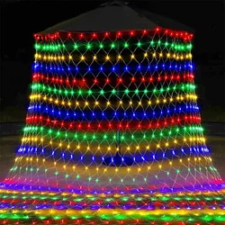 2*2M 3*2M 6*4M LED Mesh Net Lights Outdoor Christmas Curtain Light Fairy Net Garland Light For Tree Bushes Fence Wall Decor