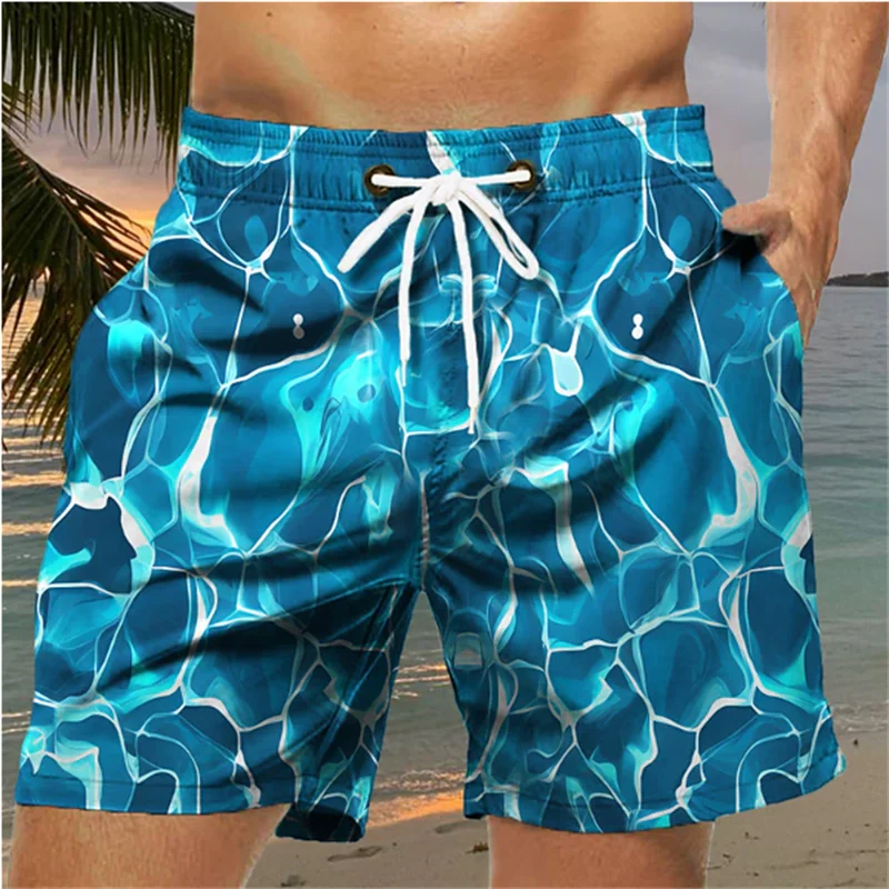 Fashion Ocean Wave Pattern Beach Short Summer Casual Men Kids 3D Printed Hawaiian Short Pants Trend Streetwear Loose Swim Trunks